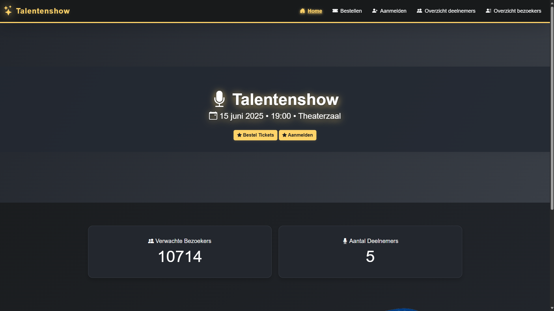 Schermafbeelding van Talentenshow project
